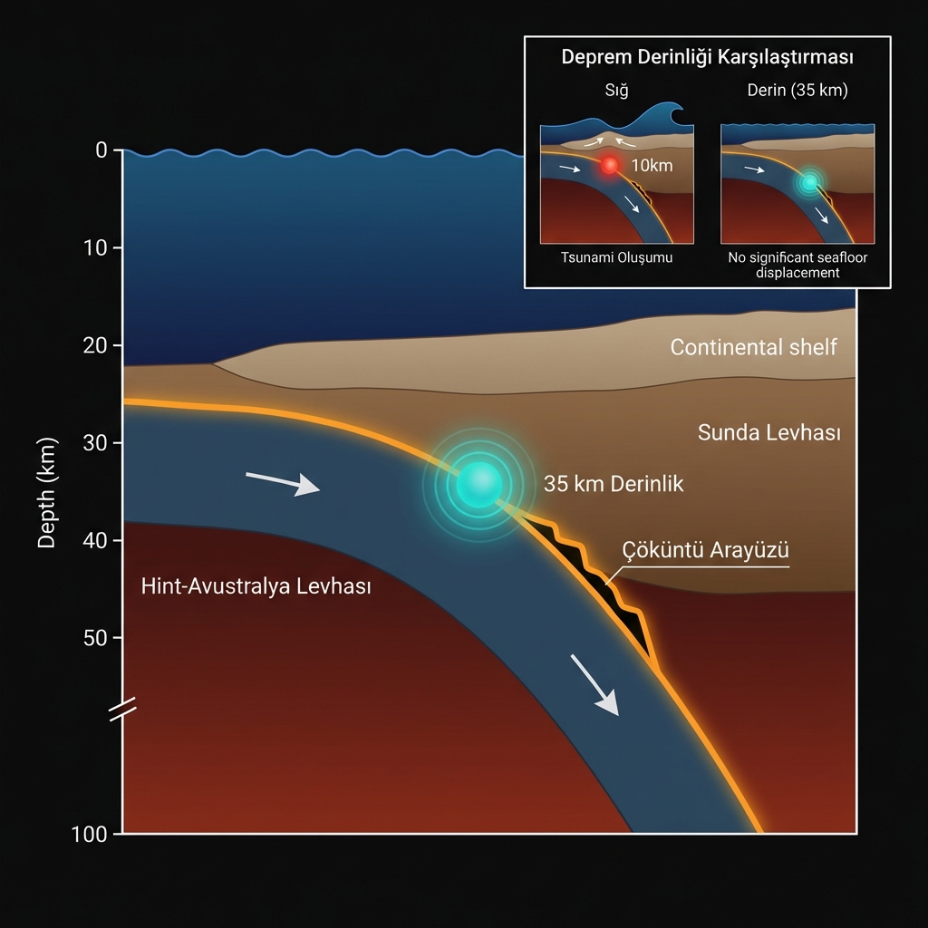 Cross-section diagram showing the 35km depth of the 4.7 magnitude earthquake within the subduction zone plate interface